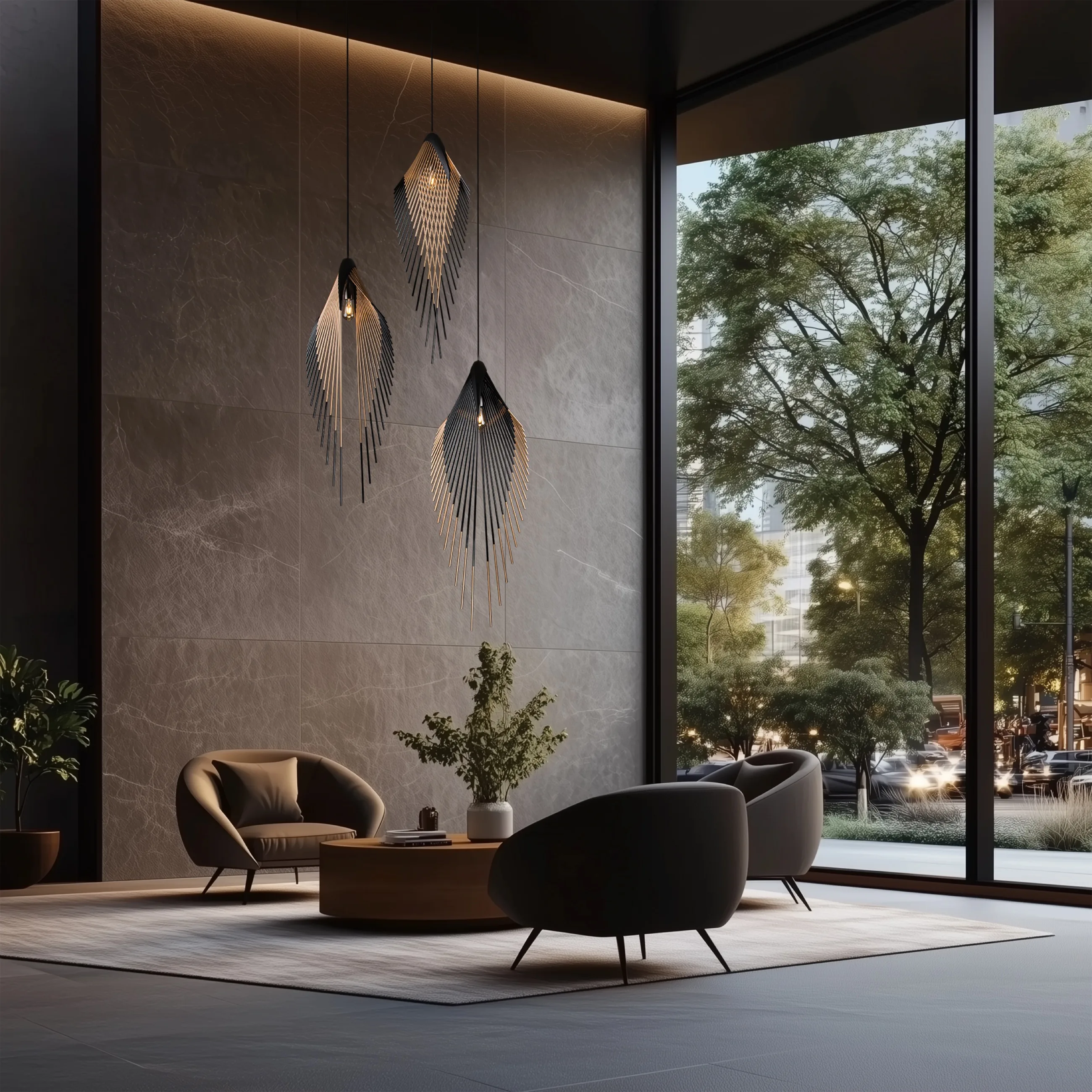 Leaf pendant light in an interior, photo 1